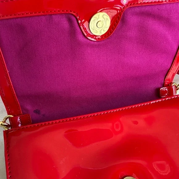 Tory Burch Red Patent Leather Crossbody Purse - Picture 7 of 14